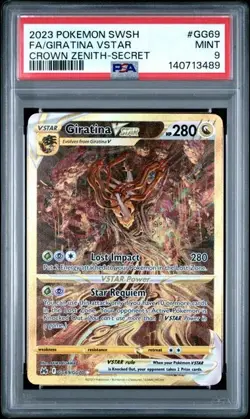 PSA 9 Mint Pokemon Crown Zenith Giratina VSTAR GG69 Secret Rare Full Art - Image 1