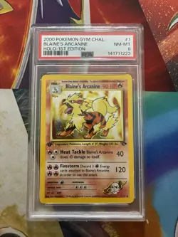 Vintage Pokemon Card Blaine’s Arcanine Holo 1st Edition 2000 Gym Challenge PSA 8 - Image 1