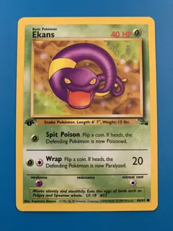 1st Edition Ekans 46/62 Fossil Set Rare Vintage 1999 Pokemon Card - NM - Image 1
