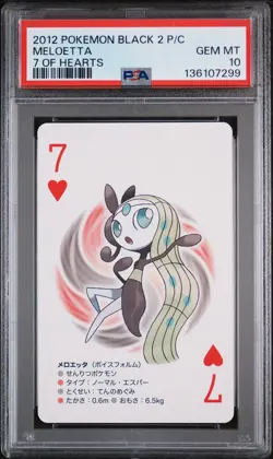 2012 POKEMON BLACK 2 PLAYING CARDS 7 OF HEARTS MELOETTA PSA 10 - Image 1
