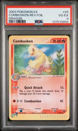 2003 POKEMON EX DRAGON #25 COMBUSKEN-REVERSE FOIL PSA 4 - Image 1