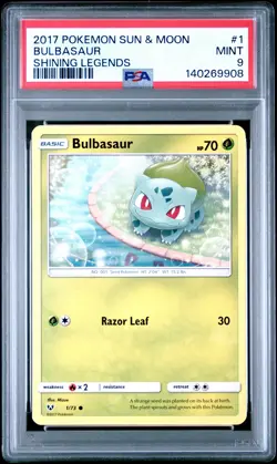 2017 POKEMON SUN & MOON SHINING LEGENDS #1 BULBASAUR PSA 9 - Image 1