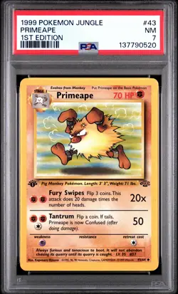 1999 POKEMON JUNGLE 1ST ED #43 PRIMEAPE PSA 7 - Image 1