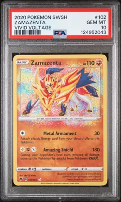 2020 POKEMON SWORD & SHIELD VIVID VOLTAGE #102 ZAMAZENTA PSA 10 - Image 1