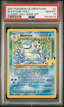 2021 POKEMON CELEBRATIONS CLASSIC COLL #2 BLASTOISE-HOLO PSA 10 - Image 1