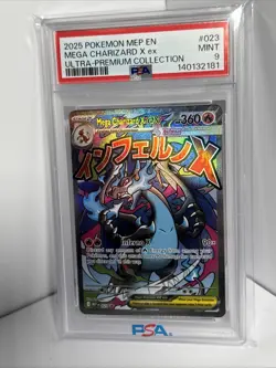 2025 POKEMON MEP EN-ME BLACK STAR PROMO #023 MEGA CHARIZARD X EX PSA 9 - Image 1