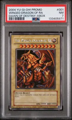 2004 YU-GI-OH! PROMO DAWN OF DESTINY-XBOX #001 THE WINGED DRAGON OF RA PSA 7 - Image 1