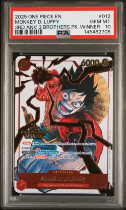 2025 ONE PIECE 3RD ANV TOURNAMENT 3 BROTHERS PACK WINNER MONKEY D. LUFFY PSA 10 - Image 1