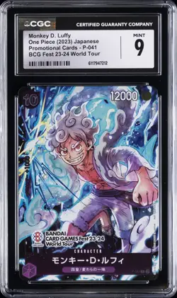 2023 ONE PIECE PROMO CARDS JPN BCG FEST 23-24 WORLD TOUR MONKEY D. LUFFY CGC 9 - Image 1