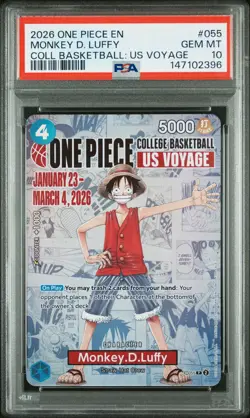 2026 ONE PIECE PROMOS COLLEGE BASKETBALL : US VOYAGE MONKEY D. LUFFY PSA 10 - Image 1
