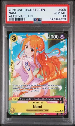 2026 ONE PIECE STARTER DECK ST29-EGGHEAD ALTERNATE ART #008 NAMI PSA 10 - Image 1
