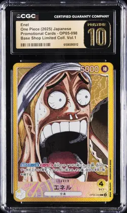 2025 BASE SHOP LTD COLL. VOL. 1 ONE PIECE JPN #OP05-098 ENEL CGC 10 PRISTINE - Image 1