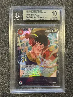 One Piece Monkey D Luffy SR OP12-015 TREASURE CUP TOP 64 BGS 10 - Image 1