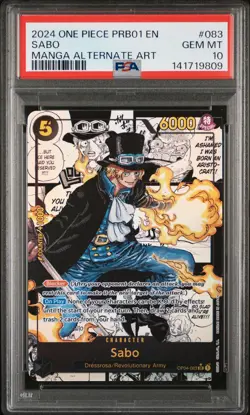 2024 ONE PIECE PRB01 MANGA ALTERNATE ART PRB01-083 SABO PSA 10 - Image 1