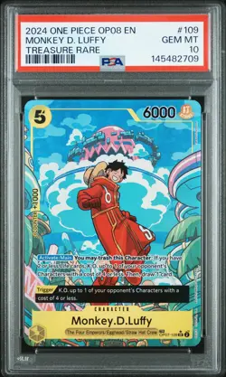 2024 ONE PIECE OP08-TWO LEGENDS TREASURE RARE #109 MONKEY D. LUFFY PSA 10 - Image 1