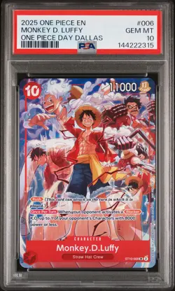 2025 ONE PIECE PROMOS ONE PIECE DAY DALLAS #006 MONKEY D. LUFFY PSA 10 - Image 1