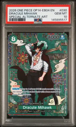 2026 ONE PIECE OP14-EB04-THE AZURE SEA'S SEVEN #030 DRACULE MIHAWK PSA 10 - Image 1