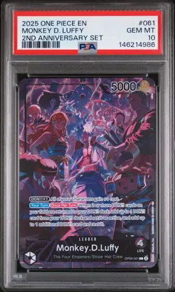 2025 ONE PIECE ENGLISH VERSION 2ND ANV SET #061 MONKEY D. LUFFY PSA 10 - Image 1