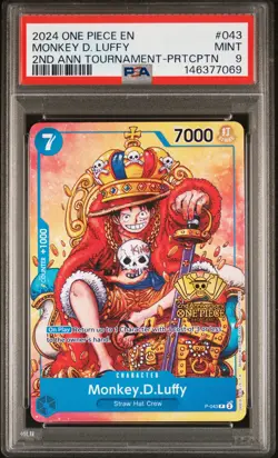2024 ONE PIECE PROMOS 2ND ANV TOURNAMENT-PARTICIPATION MONKEY D. LUFFY PSA 9 - Image 1