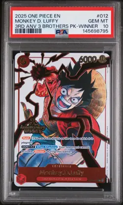 2025 ONE PIECE 3RD ANV TOURNAMENT 3 BROTHERS PACK WINNER MONKEY D. LUFFY PSA 10 - Image 1