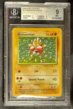 🥊 Hitmonchan 7/102 Holo Pokemon Card - 1999 Base Set, BGS 9 - Image 1