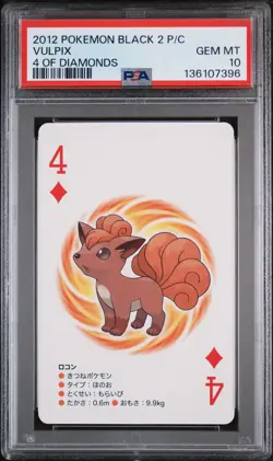 2012 POKEMON BLACK 2 PLAYING CARDS 4 OF DIAMONDS VULPIX PSA 10 - Image 1