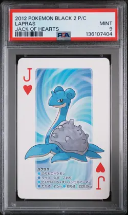 2012 POKEMON BLACK 2 PLAYING CARDS JACK OF HEARTS LAPRAS PSA 9 - Image 1