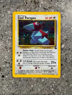 Pokemon TCG Cards Cool Porygon 15 WOTC Black Star Promo Holo * Swirl * - Image 1