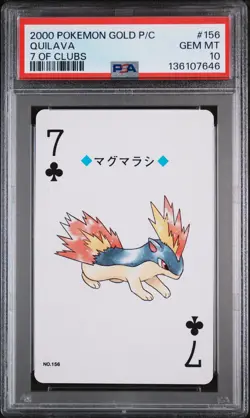 2000 POKEMON GOLD VERSION PLAYING CARDS 7 OF CLUBS #156 QUILAVA PSA 10 - Image 1