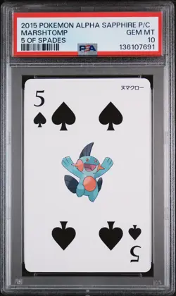 2015 POKEMON ALPHA SAPPHIRE PLAYING CARDS 5 OF SPADES MARSHTOMP PSA 10 - Image 1