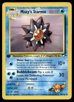 Misty's Starmie 56/132 Pokemon Card 1st Ed Gym Heroes Uncommon 80 HP LP PU - Image 1