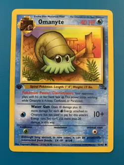 1st Edition Omanyte 52/62 Fossil Set Rare Vintage 1999 Pokemon Card - NM - Image 1