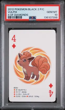 2012 POKEMON BLACK 2 PLAYING CARDS 4 OF DIAMONDS VULPIX PSA 10 - Image 1