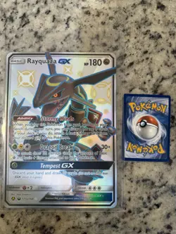 JUMBO OVERSIZED Shiny Rayquaza GX Card 177a/168 Hidden Fates Promo Pokemon - Image 1