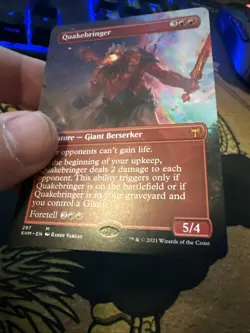 Mtg Magic Kaldheim Full Art Quakebringer Misprint Missing Stamp Error Card - Image 2
