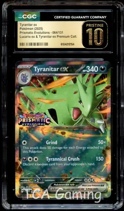 CGC 10 PRISTINE Tyranitar Ex 064/131 PRISMATIC EVOLUTIONS STAMPED Pokemon Card 4 - Image 1