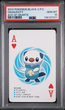 2012 POKEMON BLACK 2 PLAYING CARDS ACE OF HEARTS OSHAWOTT PSA 10 - Image 1
