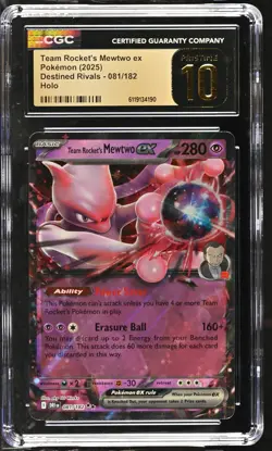 CGC 10 PRISTINE Team Rocket's Mewtwo EX 081/182 HOLO Pokemon Card 190 - Image 1
