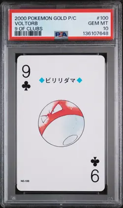 2000 POKEMON GOLD VERSION PLAYING CARDS 9 OF CLUBS #100 VOLTORB PSA 10 - Image 1