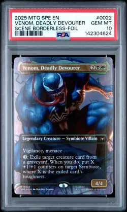 2025 MTG MARVEL'S SPIDER-MAN ETERNAL BORDERLESS VENOM DEADLY DEVOURER PSA 10 - Image 1