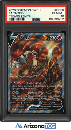 Pokemon 2023 Entei V GG36/GG70 Full Art Crown Zenith GEM MINT PSA 10 - Image 1