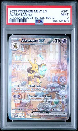 2023 POKEMON MEW EN-151 SPECIAL ILLUSTRATION RARE #201 ALAKAZAM EX PSA 9 - Image 1