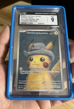 2023 POKEMON SVP EN-SV BLACK STAR PROMO #085 PIKACHU WITH GREY FELT HAT CGC 9 - Image 3