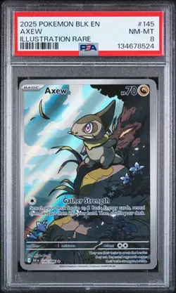 2025 POKEMON BLK EN-BLACK BOLT ILLUSTRATION RARE #145 AXEW PSA 8 - Image 1