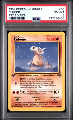 1999 POKEMON JUNGLE 1ST EDITION #50 CUBONE PSA 8 - Image 1
