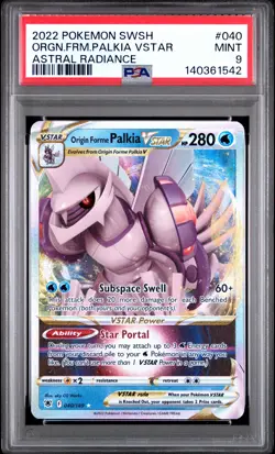 2022 POKEMON SWORD & SHIELD ASTRAL RADIANCE #040 ORIGIN FORME PALKIA VSTAR PSA 9 - Image 1