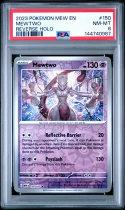 2023 POKEMON MEW EN-151 REVERSE HOLO #150 MEWTWO PSA 8 - Image 1
