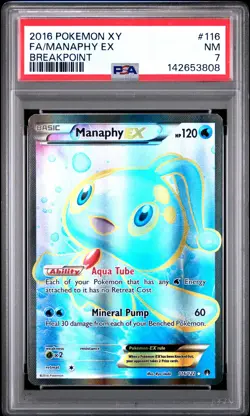 2016 POKEMON XY BREAKPOINT #116 FULL ART/MANAPHY EX PSA 7 - Image 1