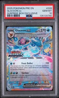 2025 POKEMON PRE EN-PRISMATIC EVOLUTIONS #026 GLACEON EX PSA 10 - Image 1