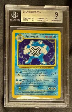 💦 Poliwrath 13/102 Holo Pokemon Card - 1999 Base Set, BGS 9 - Image 1
